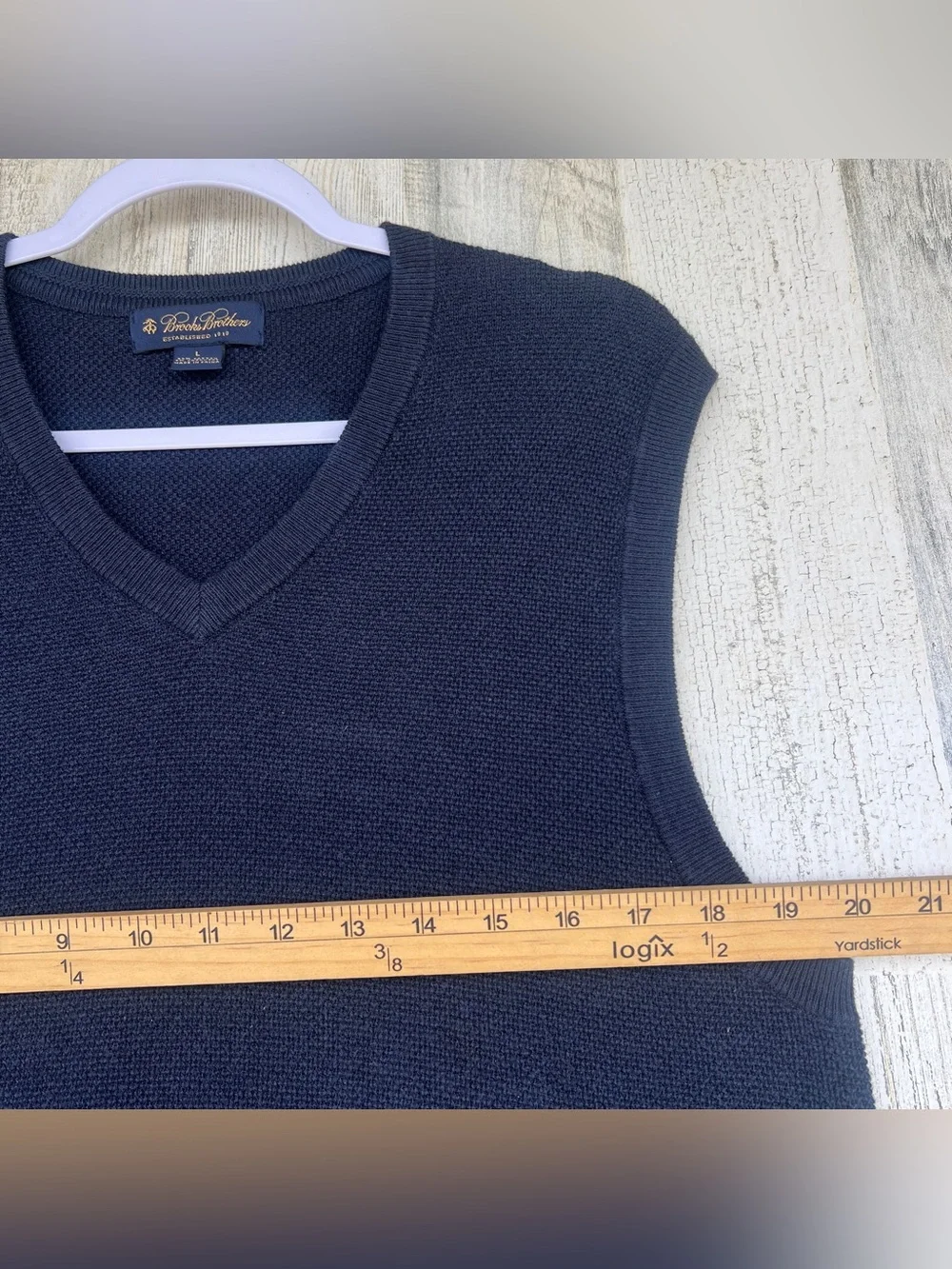 Brooks Brothers V Neck Vest Men Large Navy Blue Cotton Cashmere Preppy Layering‎
